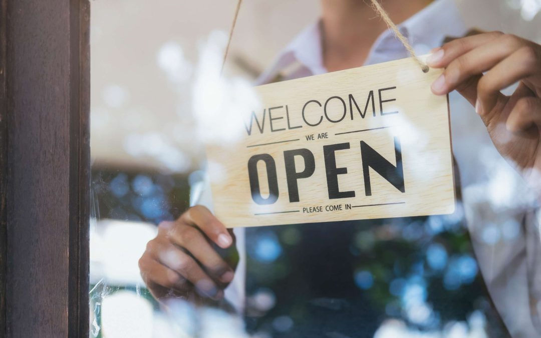 small business now open sign